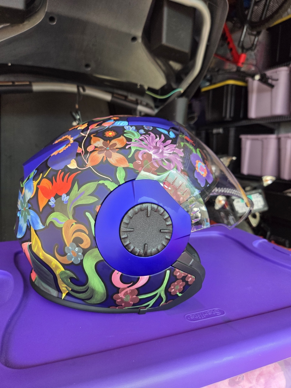 Vibrant Floral Motorcycle Helmet in Purple Size Medium NWOT